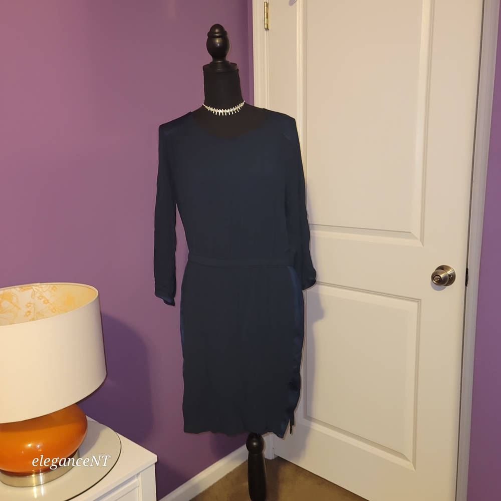 H&M Dark Blue Long Sleeve Dress Sz: 12 - Picture 3 of 10
